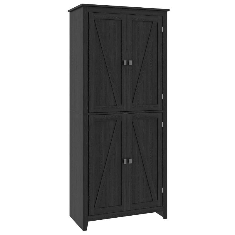 HOMCOM 72" Freestanding Storage Cabinet, Kitchen Pantry Cabinet with Doors and Shelves for Dining Room, Black