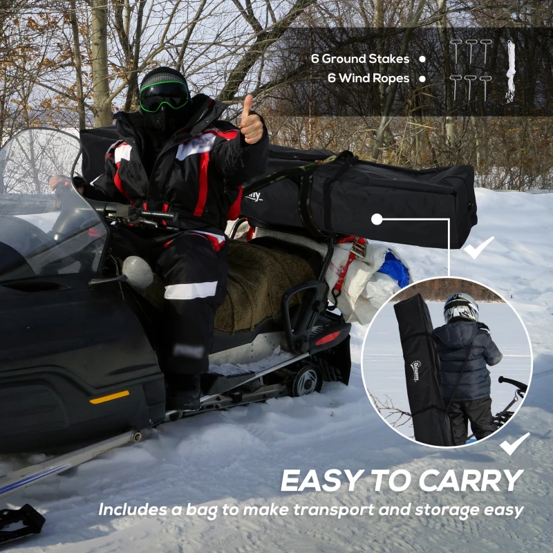 Outsunny 5-8 People Ice Fishing Shelter, Pop-Up Portable Ice Fishing Tent with Carry Bag, Two Doors, Windows and Vents, Ice Shanty for Winter Fishing, Red