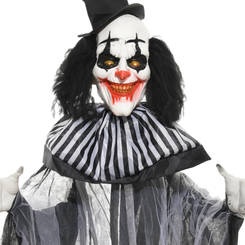 HOMCOM Classic Black and White Striped Clown Outdoor Halloween Decoration