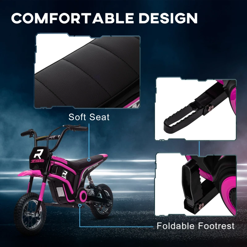 Aosom 24V 350W Electric Dirt Bike Up to 15 MPH w/ Twist Grip Throttle, Pink