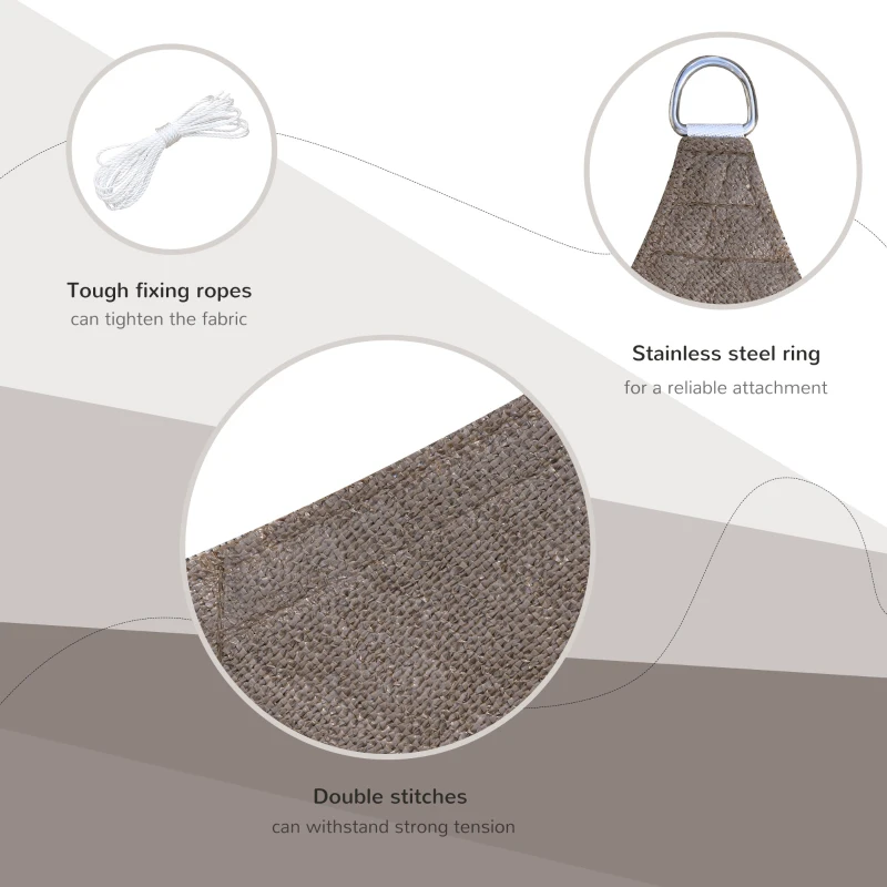 Outsunny 13' x 20' Sun Shade Sail Canopy Outdoor Shade Sail Cloth for Patio Deck Yard with D-Rings and Rope Included, Brown