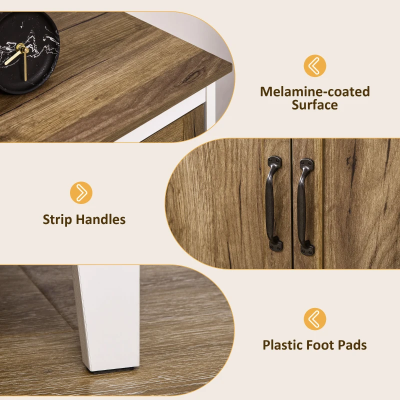 HOMCOM Farmhouse Sideboard, Storage Cabinet with 2 Doors and Shelves Kitchen, Living room, 30.9" x 15.4" x 30.9", Dark Oak