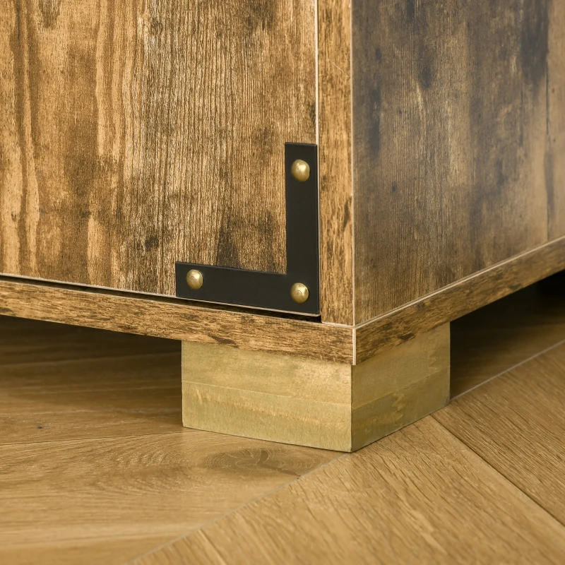 HOMCOM Industrial Kitchen Pantry Cabinet with 4 Doors and Storage Shelves, Freestanding Storage Cabinet, Rustic Wood