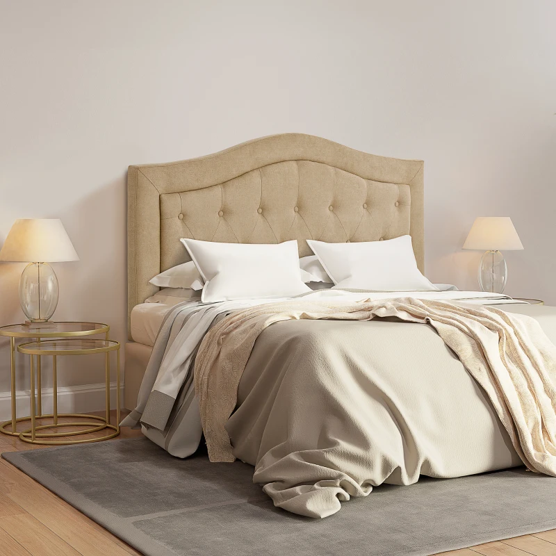 HOMCOM Upholstered Headboard, Button Tufted Bedhead Board, Home Bedroom Decoration for Full-Sized Beds, Beige