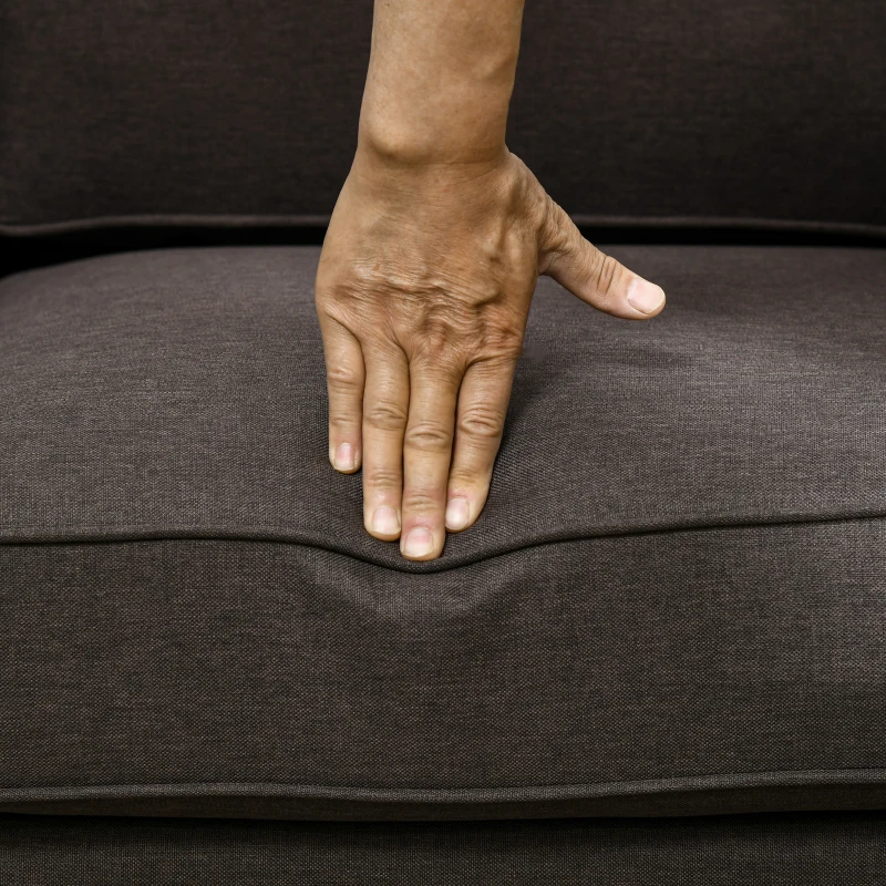 HOMCOM Mid Century Modern Loveseat Sofa, 2 Seater Small Couch with Nailhead Trim, for Living Room, Bedroom, Dark Brown