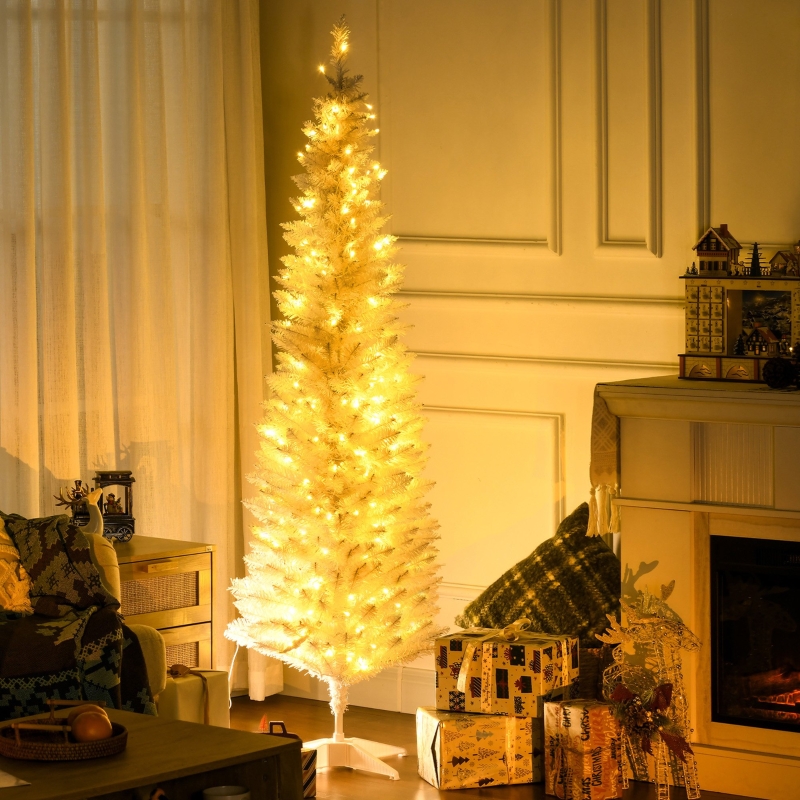 HOMCOM 6' Prelit Artificial Christmas Tree With Warm White LED Lights