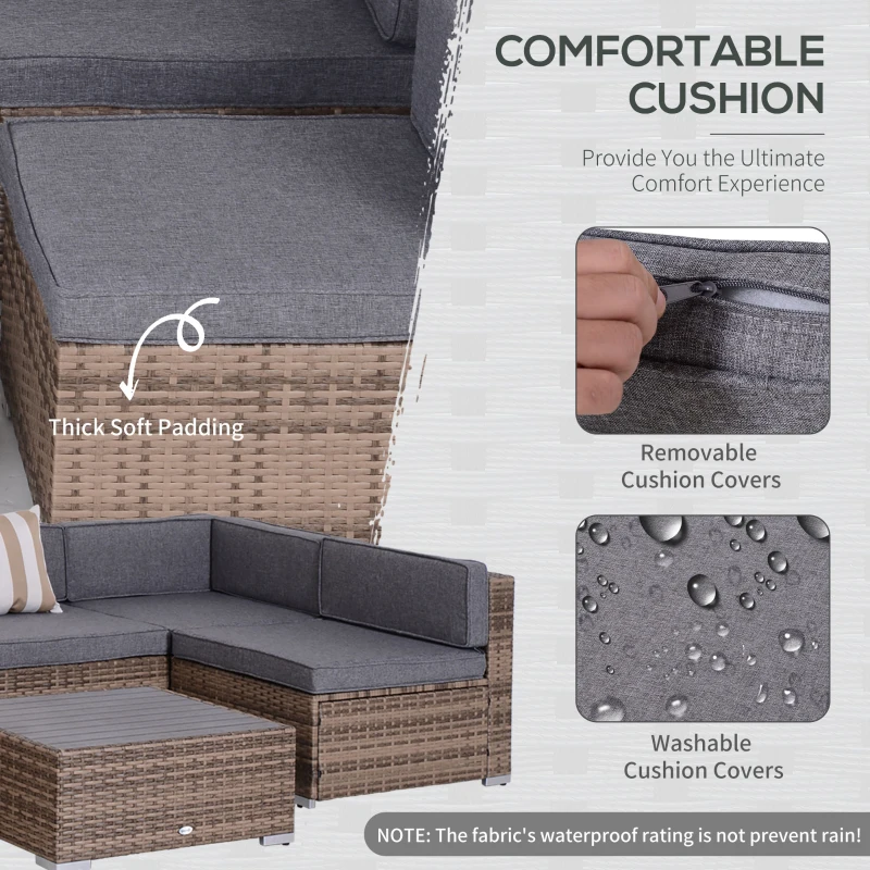 Outsunny 7-Piece Patio Furniture Sets Outdoor Wicker Conversation Sets All Weather PE Rattan Sectional Sofa, Grey