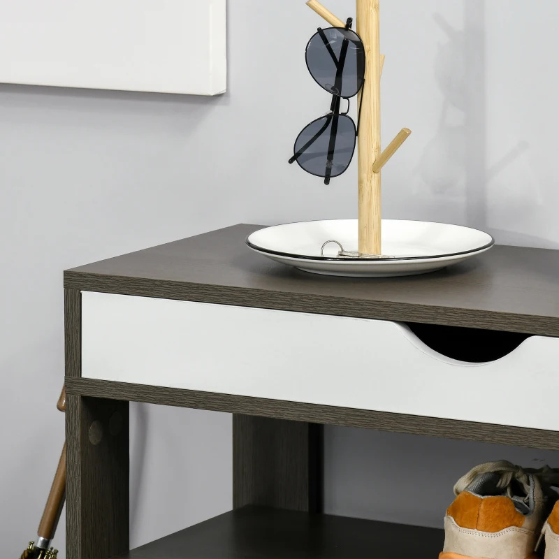 HOMCOM Shoe Rack, Free Standing Shoe Cabinet with Drawer and 5-tier Storage Shelf, Shoe Storage Organizer for Entryway, Grey