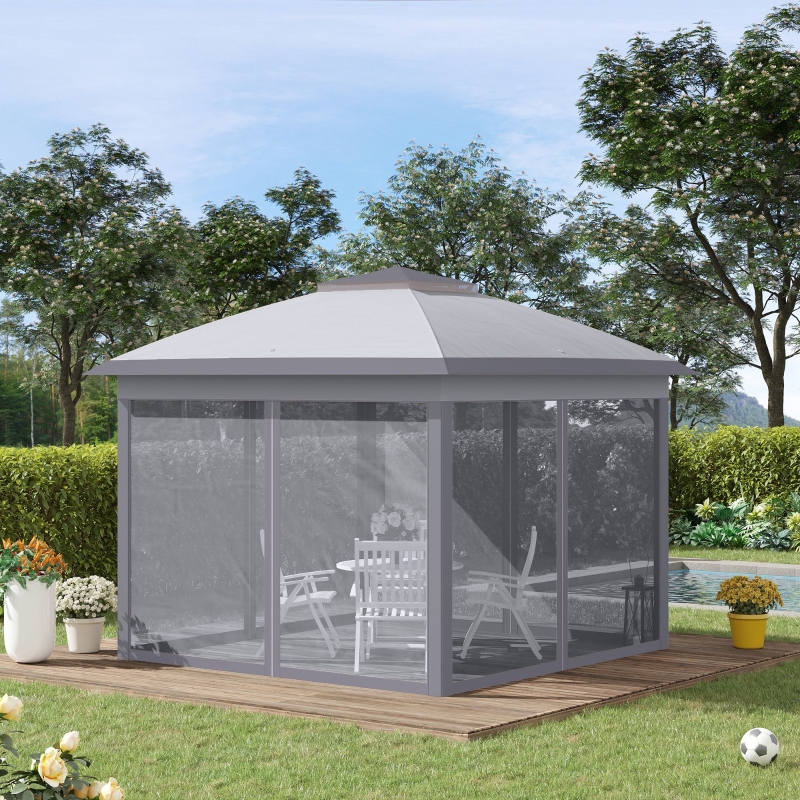 PUFFY　Do You Puffy?　THE BOX OF TOPS!! Outsunny 11' x 11' Pop Up Gazebo, Double Roof Foldable