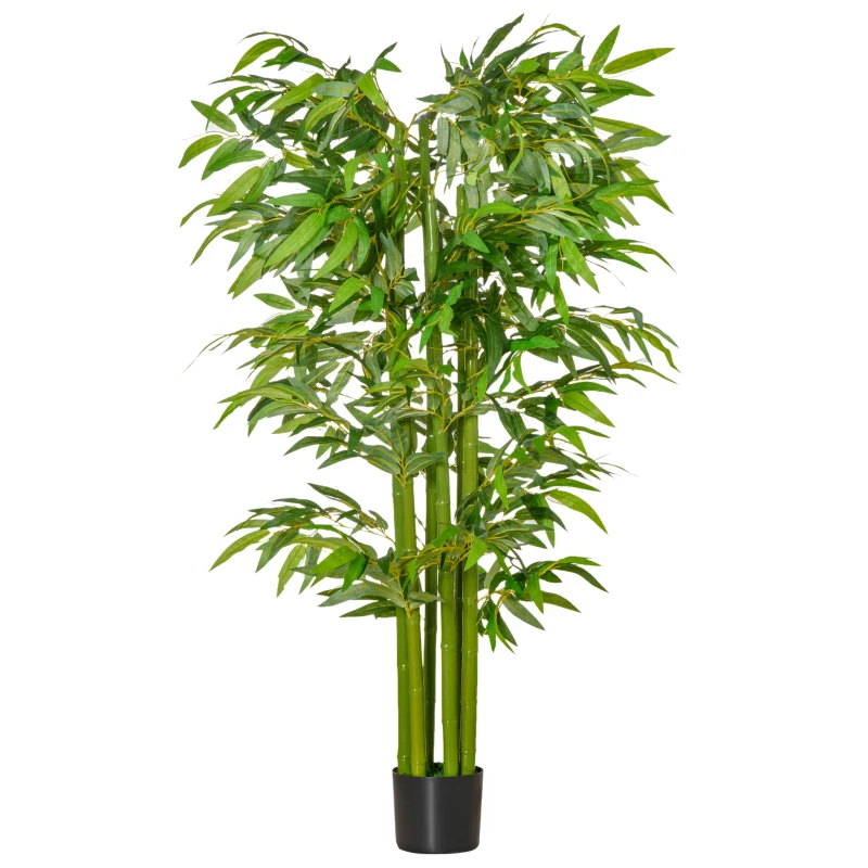 HOMCOM 5.3ft Artificial Tree, Indoor Fake Bamboo with Pot, for Home, Office, and Living Room Decor
