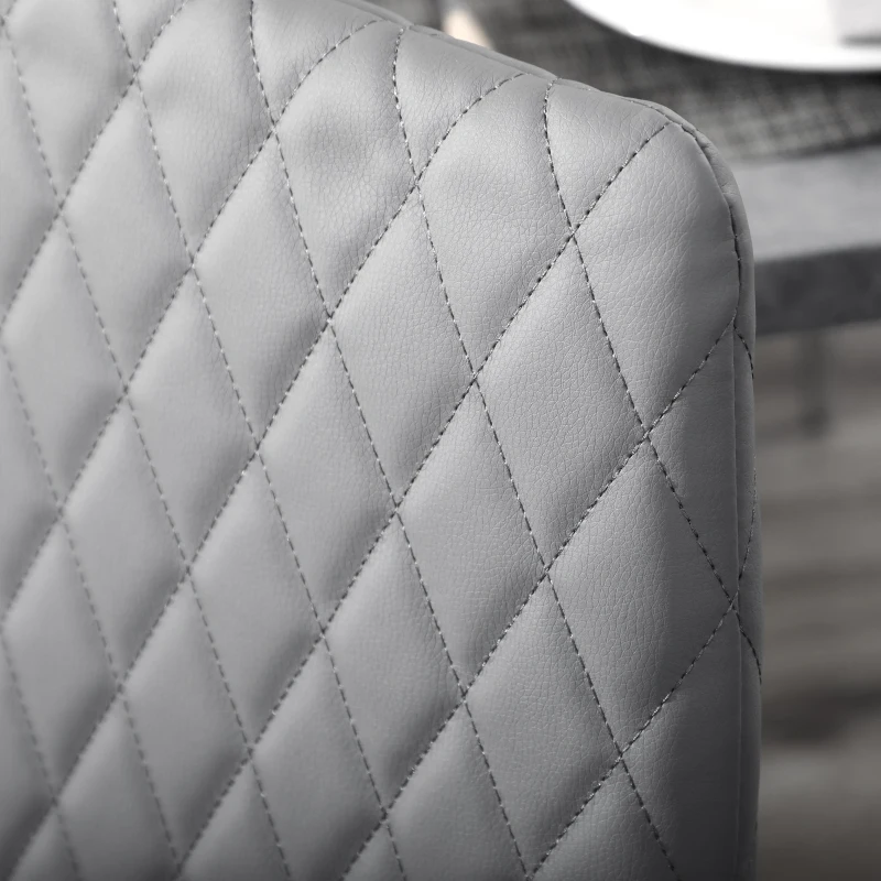 HOMCOM Kitchen Chairs Set of 4, Dining Chairs w/ Faux Leather Upholstery and Steel Legs for Living Room, Dining Room, Grey