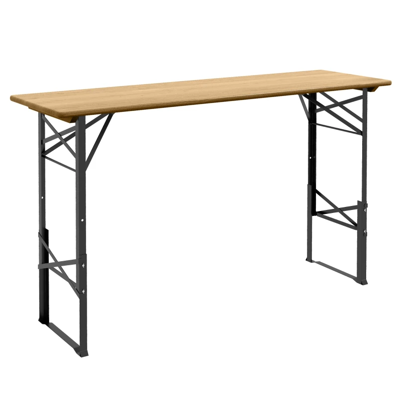 Outsunny Folding Picnic Table w/ Adjustable Heights, Camping Table, Natural