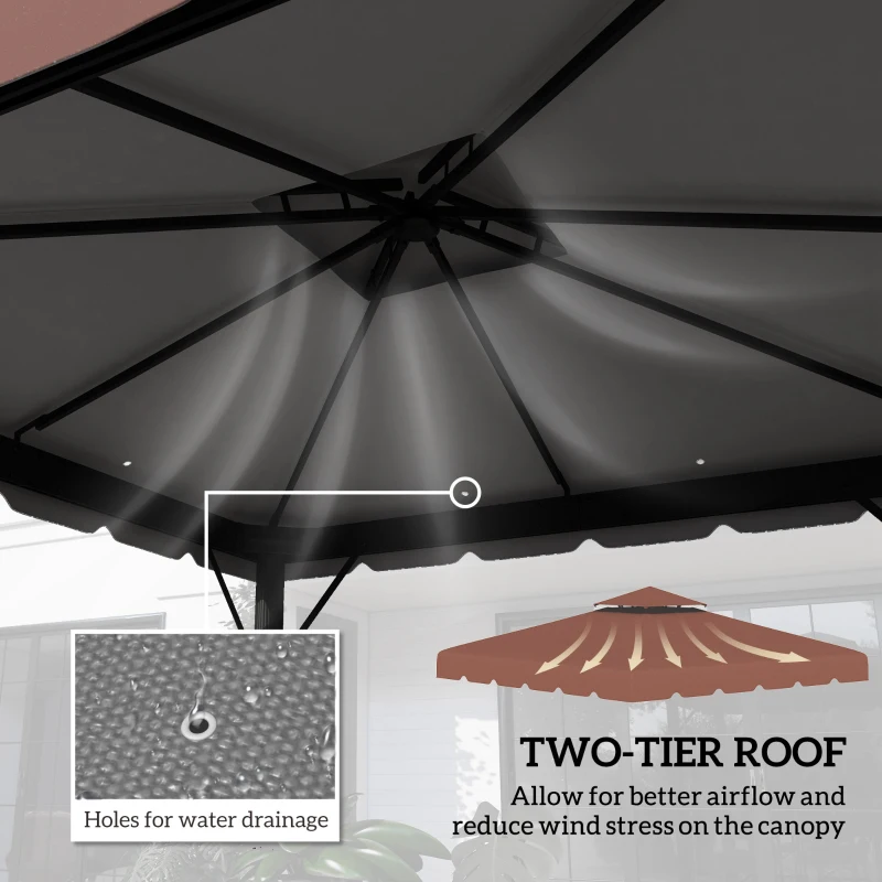 Outsunny Model 84C-051 or 84C-269 10' x 10' Gazebo Replacement Canopy, Coffee