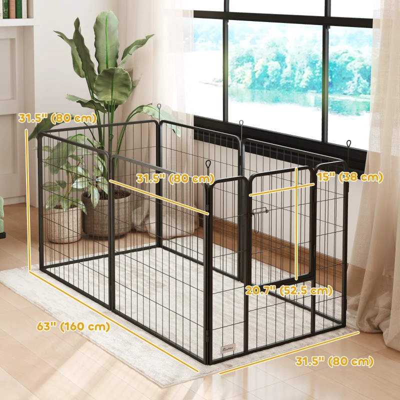PawHut Heavy Duty Dog Playpen with Door for Medium Dogs, 6 Panels, 31.5"H