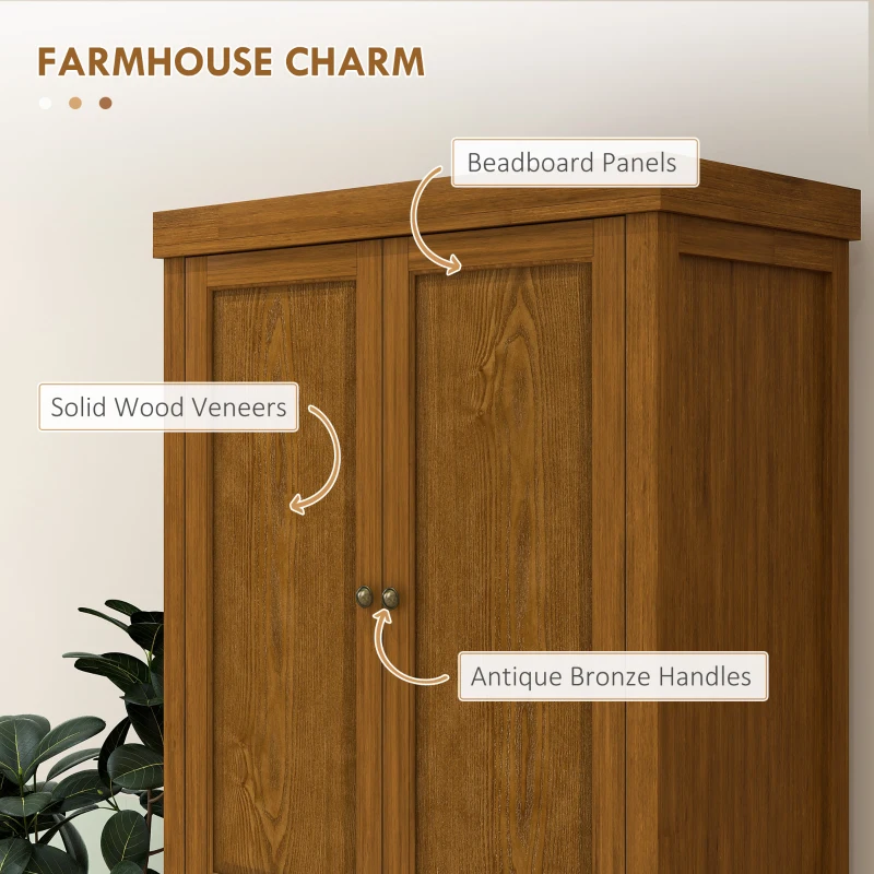 HOMCOM 72.5" Kitchen Pantry Cabinet, Tall Storage Cabinet with Doors, Drawer, and Adjustable Shelves, Distressed Brown