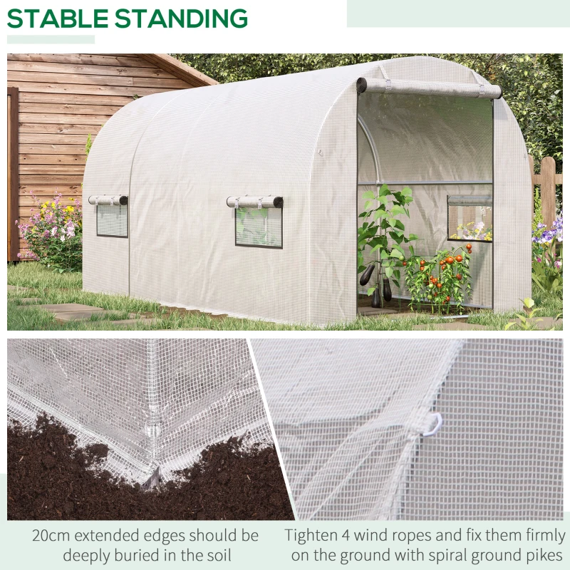 Outsunny 9.6' x 6.5' x 6.2' Walk-In Greenhouse w/ 2 Doors & Windows, White