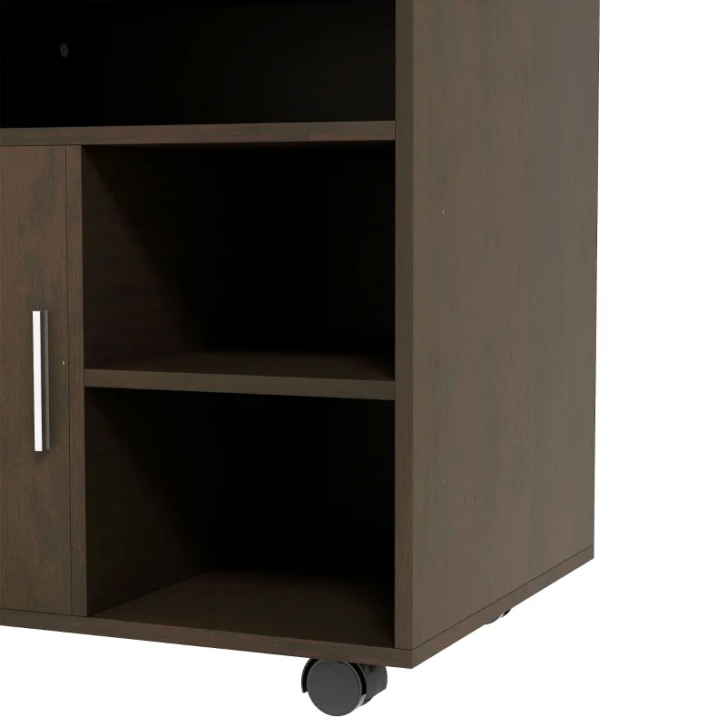HOMCOM Printer Stand Multipurpose Moveable Filing Cabinet with Ample Inner Storage Space & 4 Easy-Rolling Wheels, Coffee