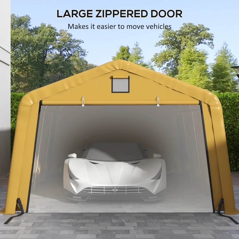 Outsunny Carport 12' x 20' Portable Garage, Heavy Duty Car Port Canopy with Ventilation Windows and Large Roll-up Door, Yellow