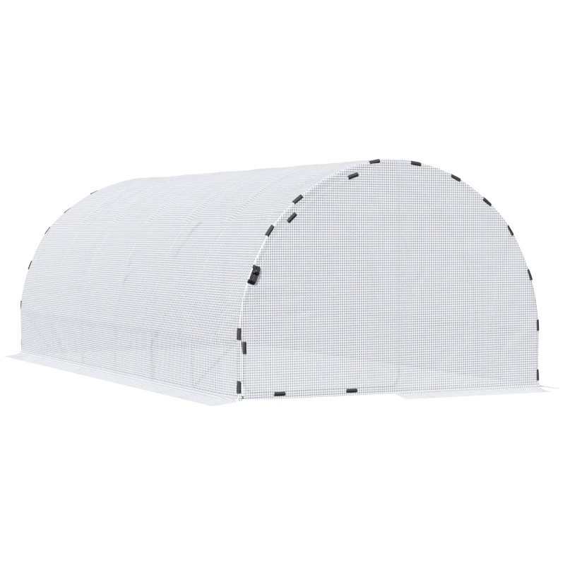 Outsunny 20' x 10' x 7' Large Walk-in Greenhouse, Steel Frame, PE Cover, 2 Doors, Outdoor Tunnel Hoop Hot House Kit for Tropical Plants, Flowers, Herbs and Vegetables, White