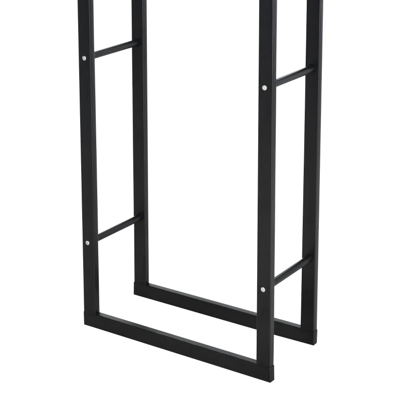 HOMCOM Firewood Rack Outdoor, Log Holder Fireplace Storage Rack with Handles and 220 lbs. Weight Capacity, 15.7" x 9.8" x 59.1", Black