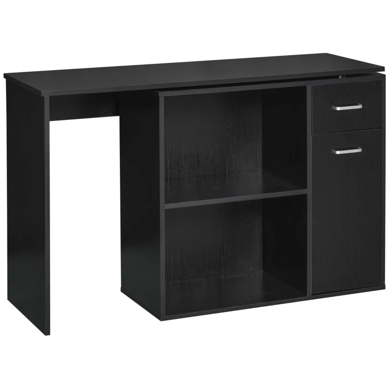 HOMCOM 180° Rotating Home Office Corner Desk Storage Shelf Cabinet Black