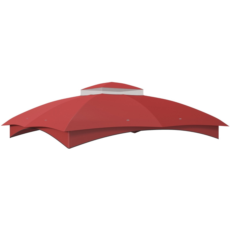 Outsunny 10' x 12' 2-Tier Gazebo Cover, Patio Gazebo Canopy Replacement with Drainage Holes for 84C-210 Series, Wine Red