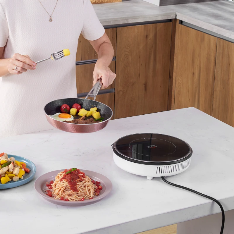 HOMCOM Portable Induction Cooktop, 1500W Electric Countertop Burner with LCD Display and Sensor Touch, Induction Hot Plate with 8 Power Settings and Crystal Glass, Black