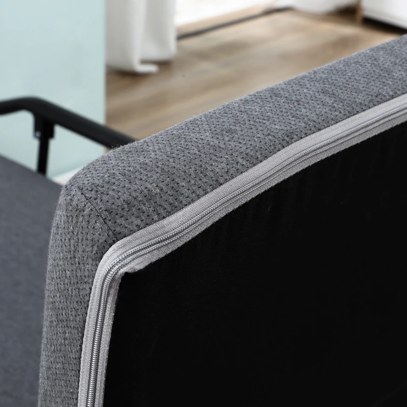 HOMCOM Rollaway Bed, Folding Bed with 3.25" Mattress, Portable Foldable Guest Bed with Adjustable Backrest, and Metal Frame on Wheels, Dark Grey