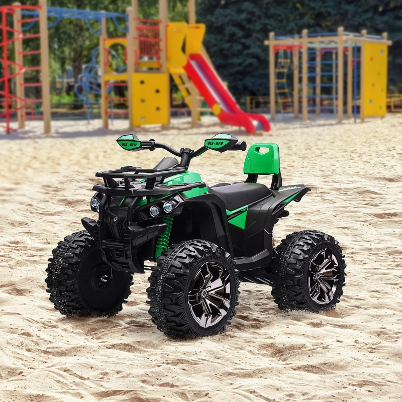 Aosom 12V 4 Wheeler Kids ATV with Music, Headlights for 37-60 Months Boys and Girls, Green