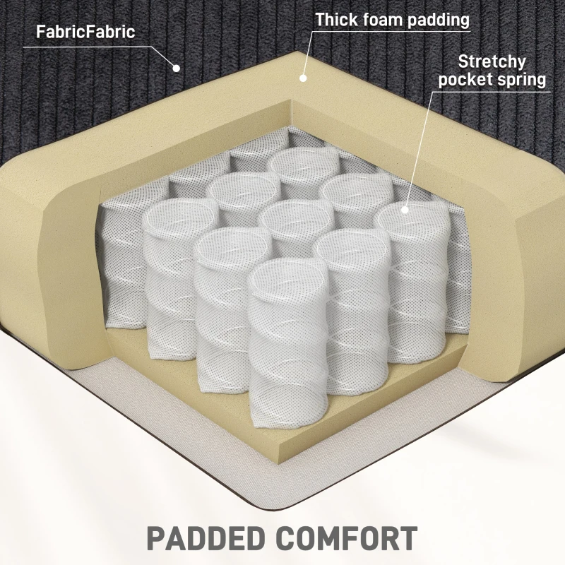 HOMCOM Manual Recliner Chair with Vibration Massage, Side Pockets, Corduroy Reclining Chair for Living Room, Black