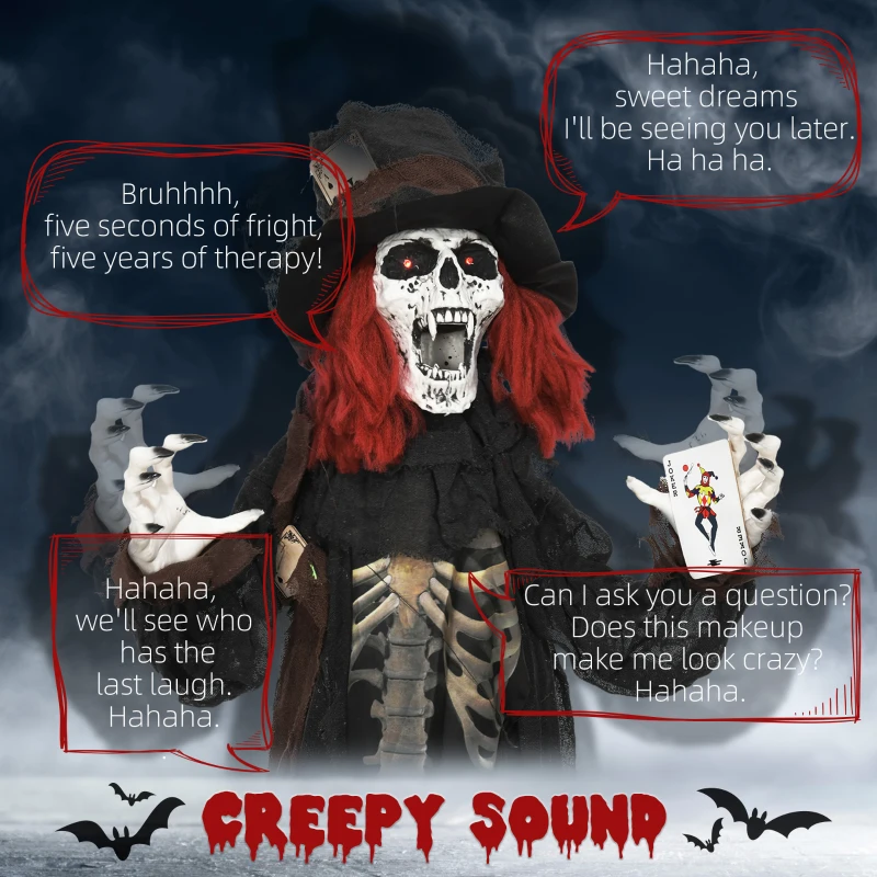 HOMCOM 6' Life Size Outdoor Animated Prop Zombie with Realistic Skeleton Chest, Scary Sharp Teeth, Sound and Motion Activated