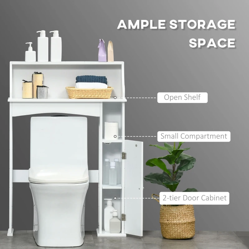 kleankin Over The Toilet Storage, Bathroom Organizer with Adjustable Inner Shelf, and Door Cabinet, White