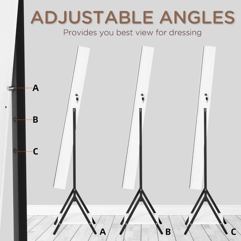 HOMCOM Jewellery Cabinet with Full-Length Mirror and Shelf, Jewellery Armoire, Lockable Storage Organizer for Dressing Room, White
