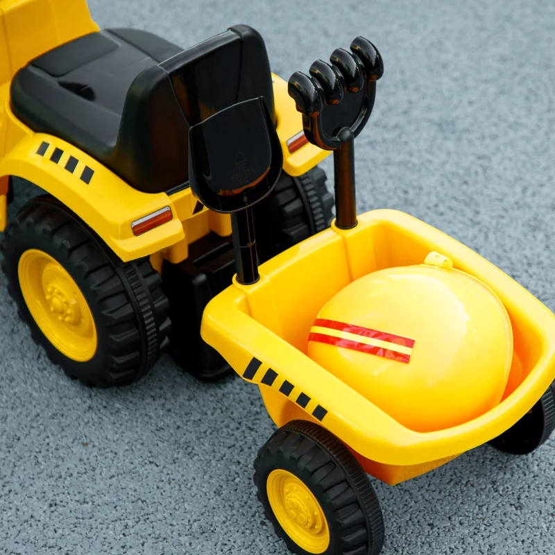Qaba Caterpillar Licensed No Power Ride On Tractor with Shovel, Trailer