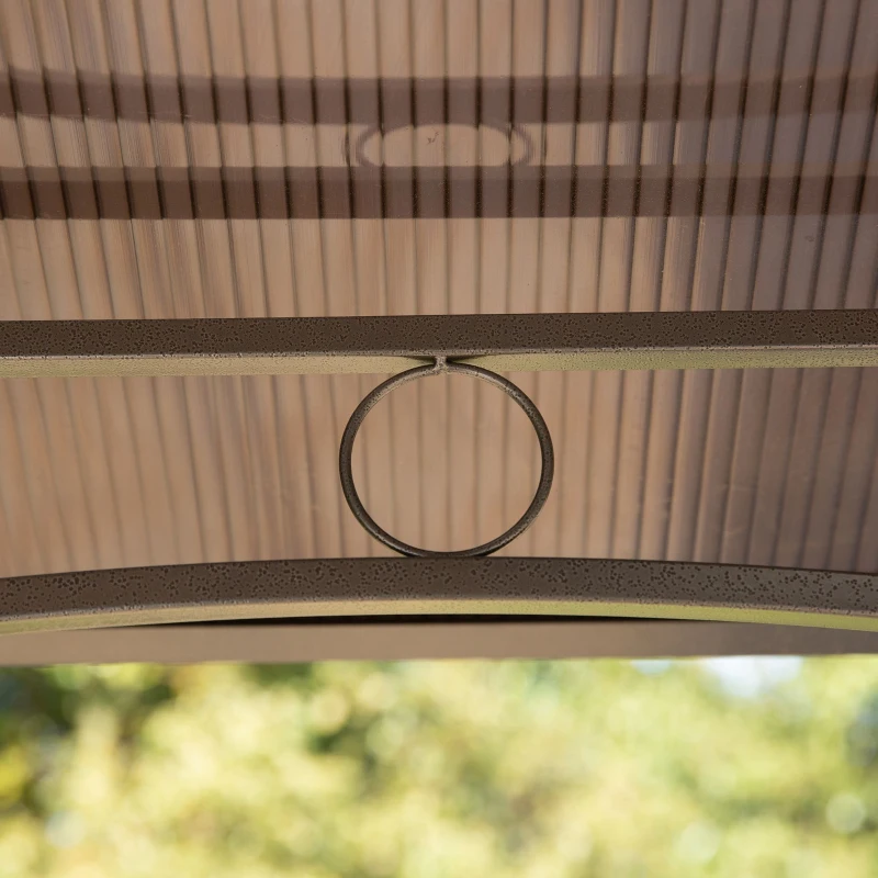 Outsunny 8' x 5' Barbecue Grill Gazebo Tent, Outdoor BBQ Canopy with Side Shelves, and Double Layer PC Roof, Brown