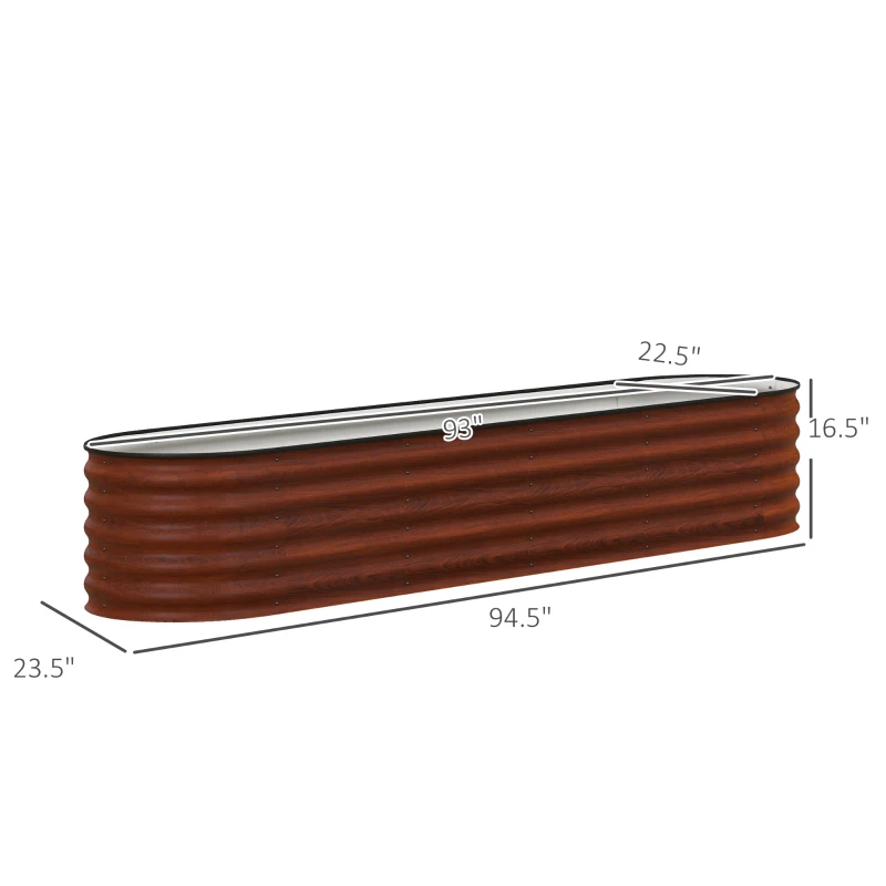 Outsunny 7.9' x 2' x 1.4' Galvanized Raised Garden Bed Kit, Metal Planter Box with Safety Edging, Brown