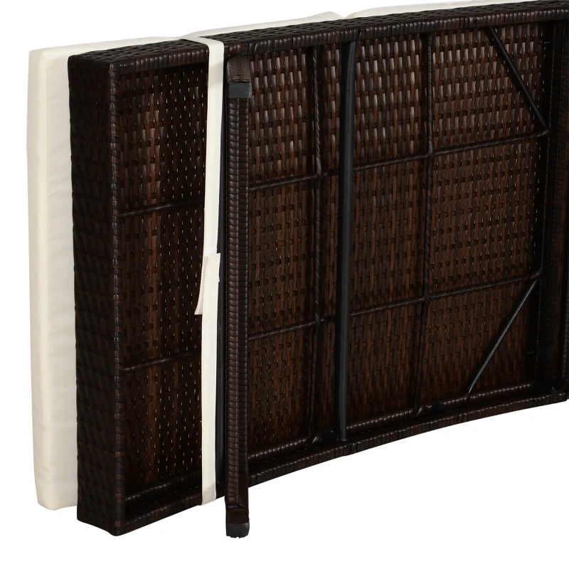 Outsunny Wicker Patio Lounger, Outdoor S Shape Recliners Lounge Chair w/ 5-Level Adjustable Backrest, Soft Padded Cushion for Outdoor Use, Cream White