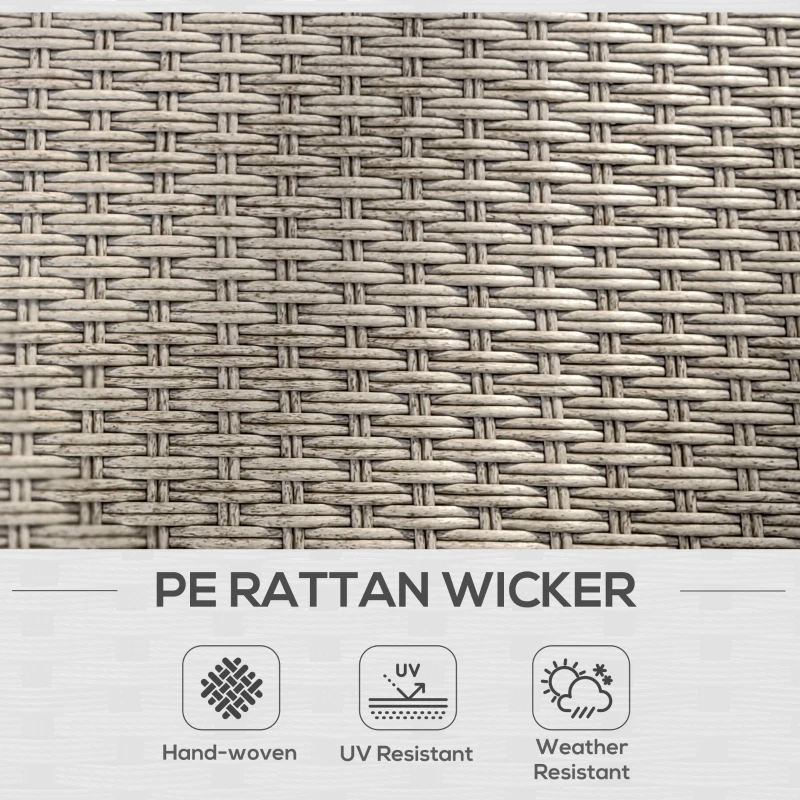 Outsunny 5-Piece Rattan Patio Furniture Set with Sofa, Chaise Lounge, Coffee Table, Footstools, Cushions, Light Gray