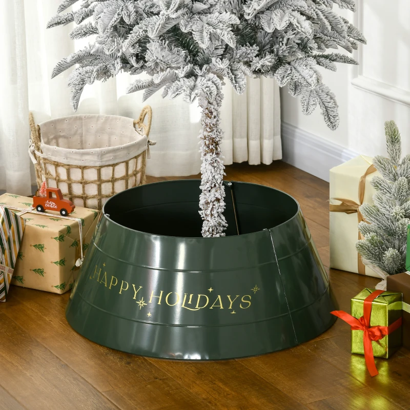 HOMCOM Metal Christmas Tree Collar, 26 Inch Christmas Tree Ring, Xmas Tree Skirt for Artificial Christmas Tree Decoration, Green