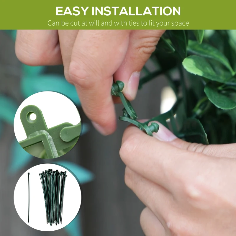 Outsunny 12PCS Artificial Boxwood Wall Panels 20" x 20" Photinia Serrulata Privacy Fence Screen Faux Hedge Greenery Backdrop for Home Garden Backyard Balcony