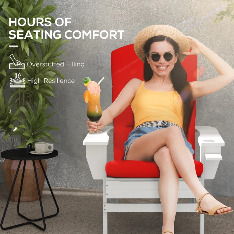 Outsunny Patio Chair Cushions for Adirondack Chair Replacement Cushions with Back and Ties, Set of 2, Wine Red