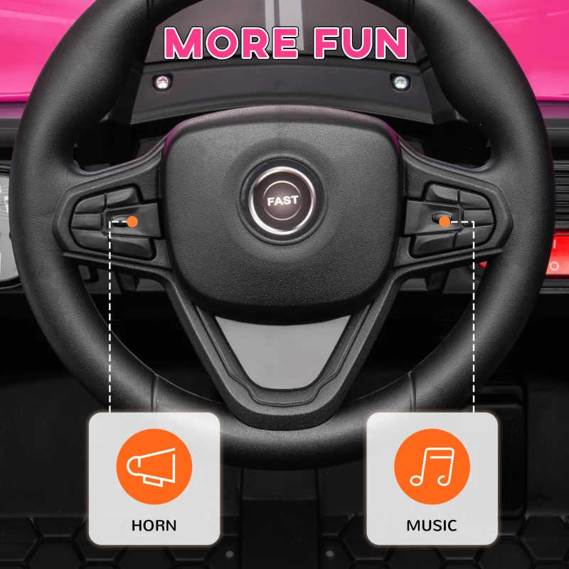 Qaba 12V Ride On Truck, Battery Powered Electric Car for Kids w/ Remote Control, 4-Wheel Suspension & LED Lights, Pink