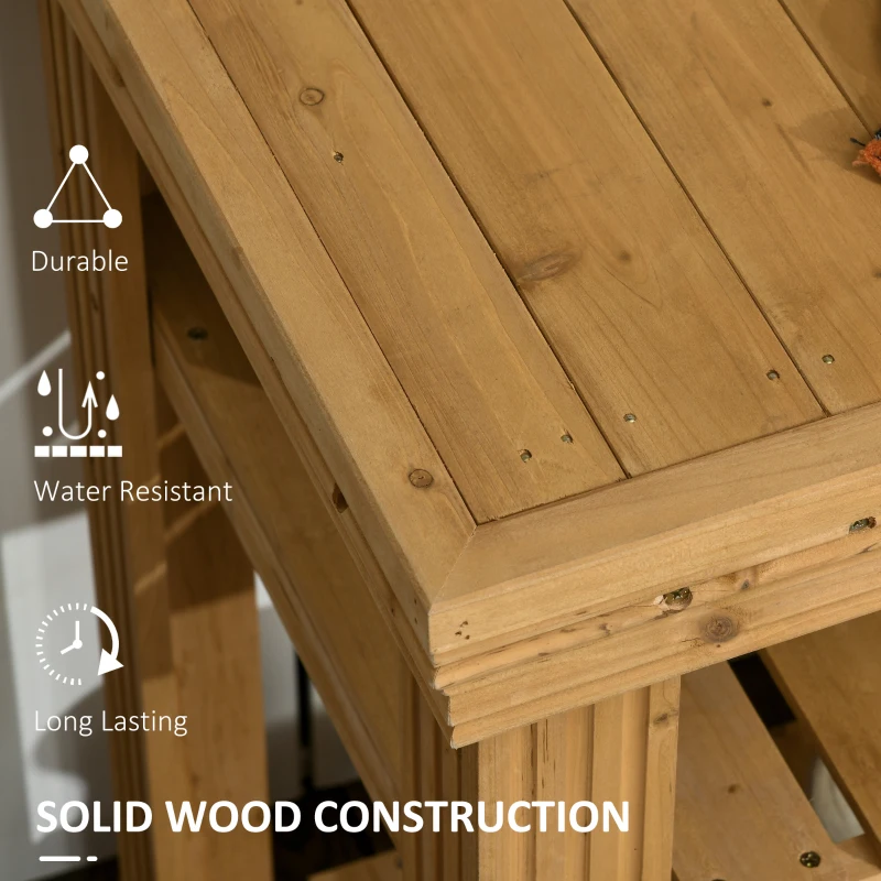 Outsunny Outdoor Potting Bench Table with Faucet, Removable Sink, Hooks and Storage Shelves, Wood Work Bench Workstation for Greenhouse, Garden, Patio