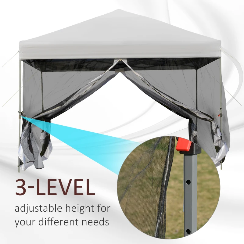 Outsunny 10' x 10' Pop-Up Canopy Tent Outdoor Party Tent, 3-Level Adjustable Height, Silver