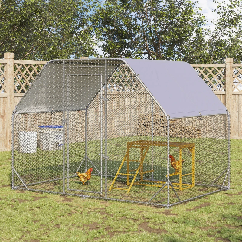 PawHut Wooden Chicken Activity Play w/ Swing Set, Chicken Coop Toy, Natural