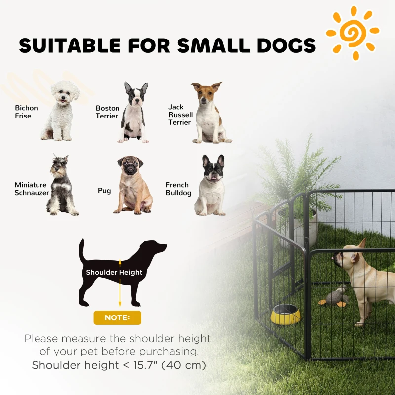 PawHut 6 Panels Heavy Duty Dog Playpen Outdoor Indoor with Door & Strap, 24" Height Portable & Foldable Pet Playpen