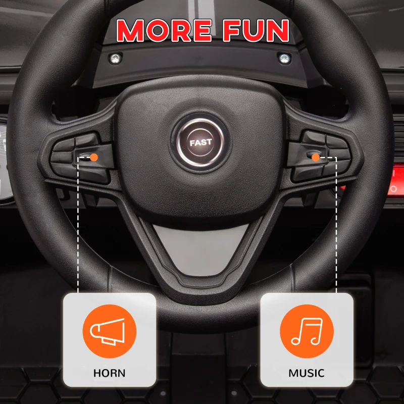 Qaba 12V Ride On Truck, Battery Powered Electric Car for Kids w/ Remote Control, 4-Wheel Suspension & LED Lights, Black