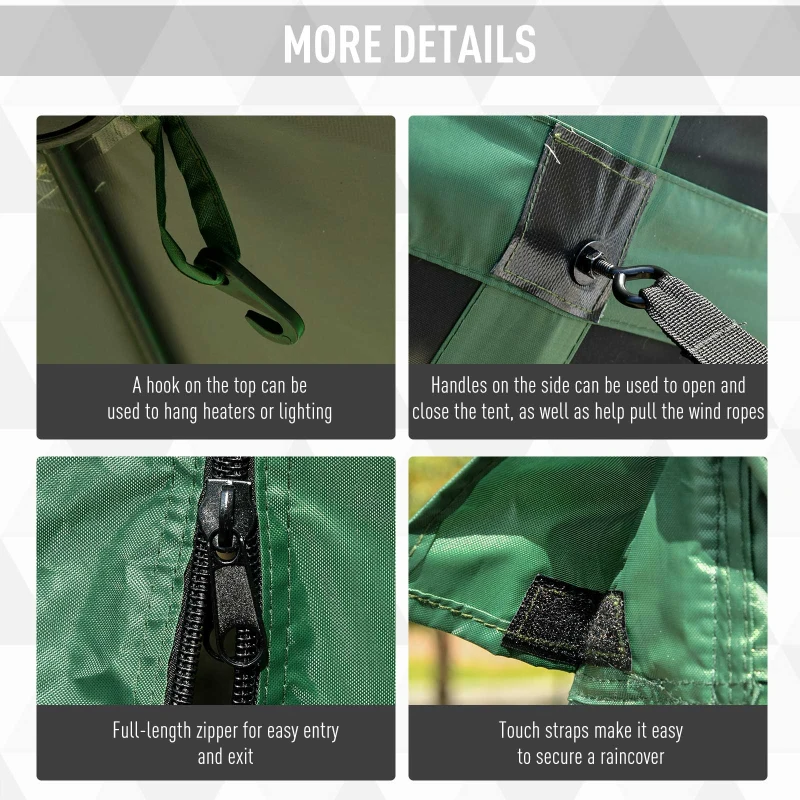 Outsunny Pop-Up Tent, Foldable Screen Tent with Carry Bag, Zippered Door and Ground Stakes, Fits 3-4 People, Green