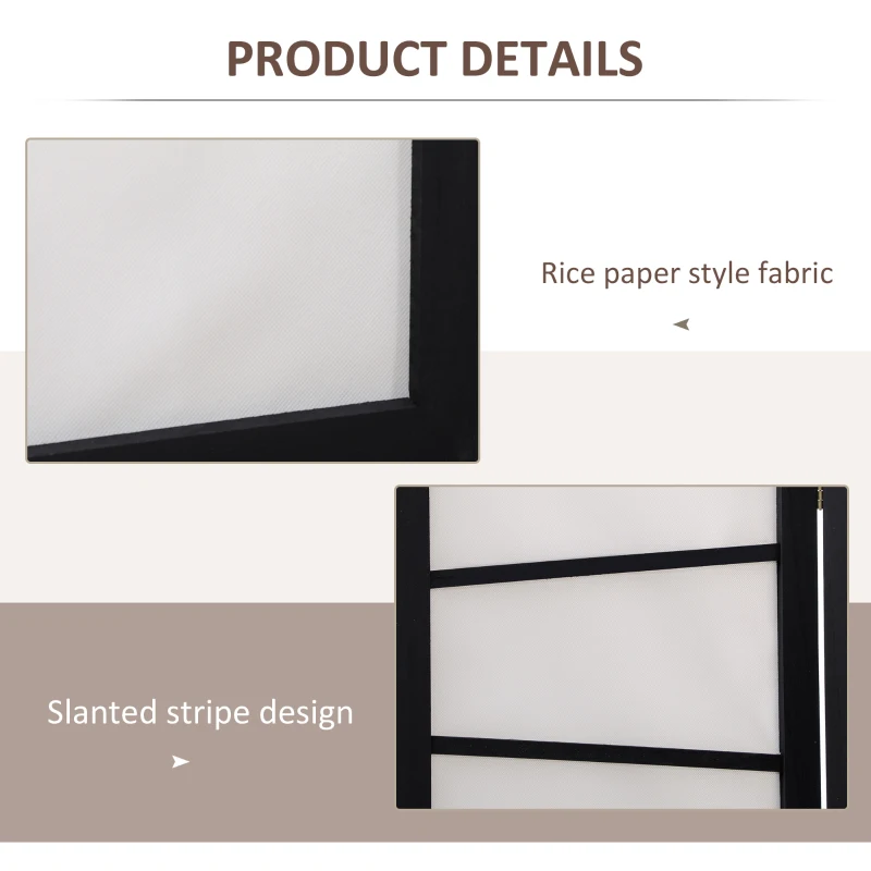 HOMCOM 5.6ft Folding Room Divider, 3 Panel Wall Partition with Wood Frame for Bedroom, Home Office, White