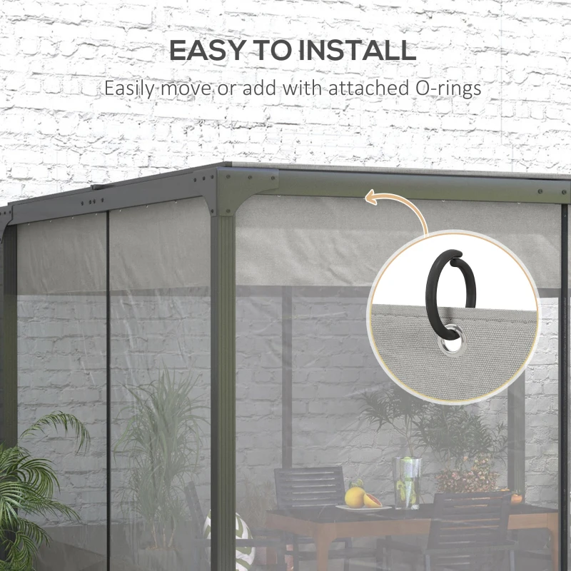 Outsunny Pergola Gazebo Curtains for 10' x 10' Pergola, 4 Pack Side Panels Replacement with Large Windows and Zipped Doors